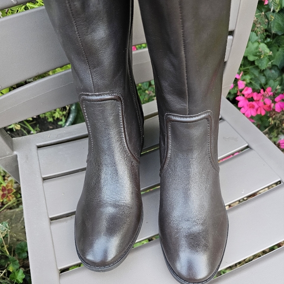 MARC FISHER RITLY TALL BLOCK HEEL BROWN LEATHER ZIP UP BOOTS 9.5M NEW - Picture 14 of 14